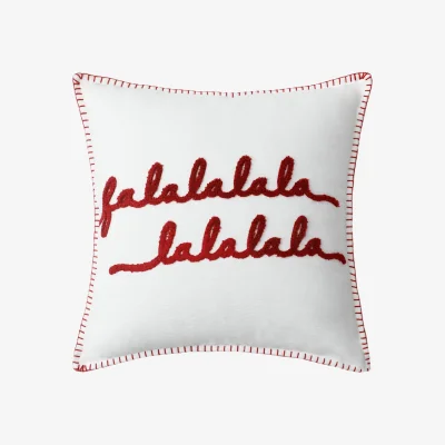 Homebase Chenille Embroidered Falalalala Christmas Cushion