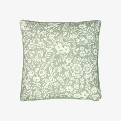 Homebase Floral Meadow Cushion - 43x43cm - Sage