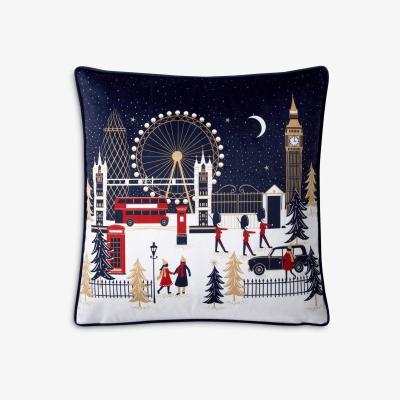 John Lewis Sara Miller Festive London Cushion, Navy