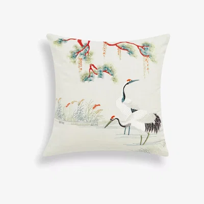 John Lewis John Lewis & Partners Zen Cranes Cushion, Ecru