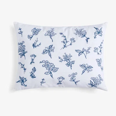 John Lewis ANYDAY John Lewis & Partners Embroidered Flower Boudoir Cushion, White/Blue