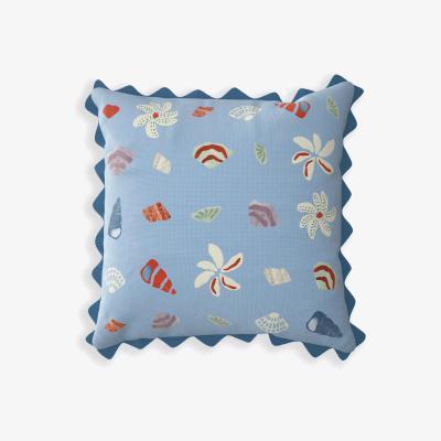 John Lewis John Lewis & Partners Sea Shell Garden Cushion, 43 x 43cm, Blue/Multi