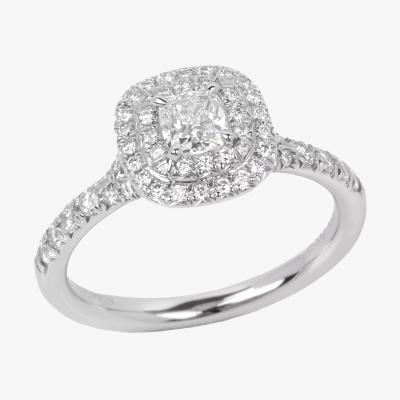 John Lewis Pre-loved Tiffany & Co. 0.24ct Cushion Cut Diamond Platinum Soleste Ring, Size H1/2