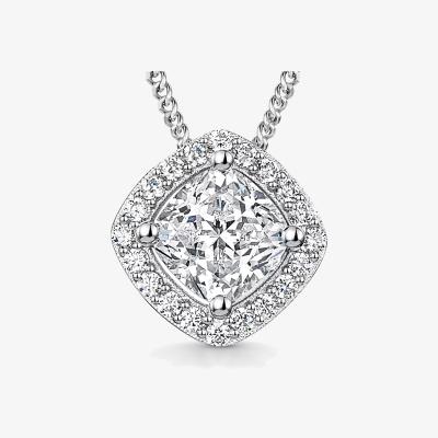 John Lewis Jools by Jenny Brown Small Cushion Cut Cubic Zirconia Halo Pendant Necklace, Silver
