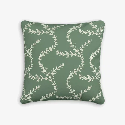 John Lewis V&A Chikan Cotton Velveet Cushion, Mid Green