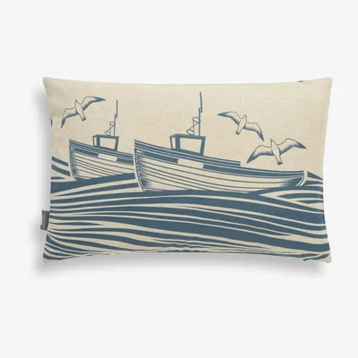 John Lewis Mini Moderns Whitby Cushion, Washed Denim