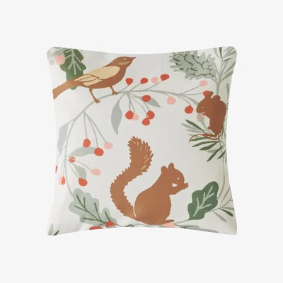 John Lewis Laura Ashley Autumnal Woodland Square Cushion, Sage Green