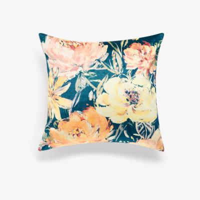 John Lewis John Lewis & Partners Peony Garden Floral Cushion, Fjord