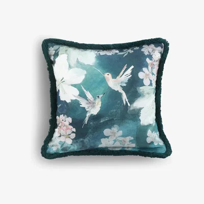 John Lewis MM Linen Avri Cushion, Blue / Multi