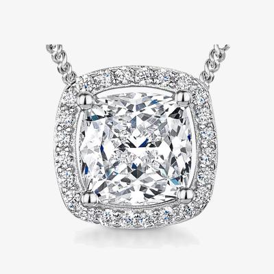 John Lewis Jools by Jenny Brown Large Cushion Cut Cubic Zirconia Halo Pendant Necklace, Silver