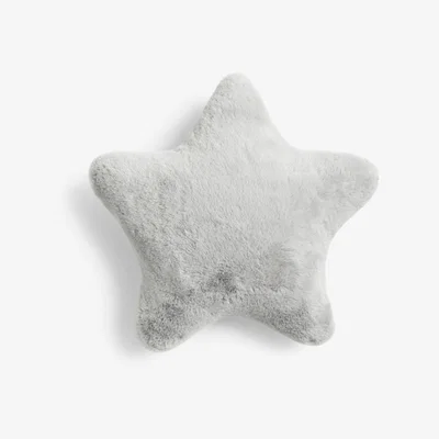 John Lewis little home at John Lewis Olivia Faux Fur Star Cushion, Grey