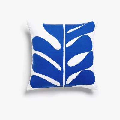 John Lewis John Lewis ANYDAY Colour Block Leaf Garden Cushion, White/Cobalt