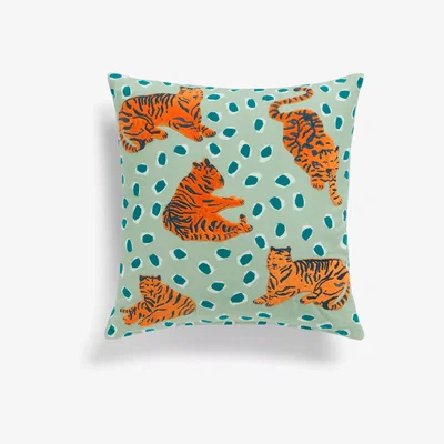 John Lewis ANYDAY John Lewis & Partners Tiger Cushion, Green / Multi