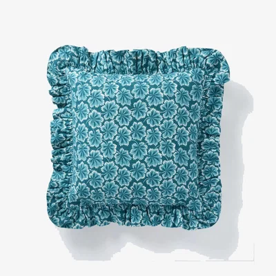 John Lewis John Lewis X Collagerie Fan Leaf Cushion, Petrol