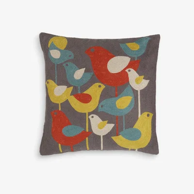 John Lewis John Lewis & Partners Koltrast Bird Cushion, Multi