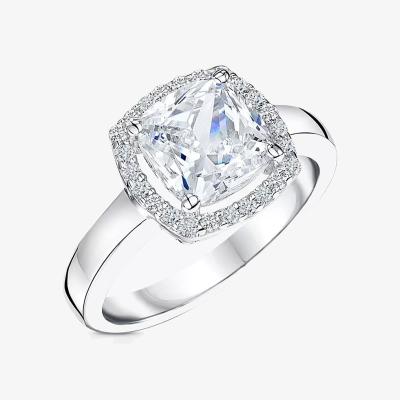 John Lewis Jools by Jenny Brown Cushion Cut Cubic Zirconia Halo Ring, Silver