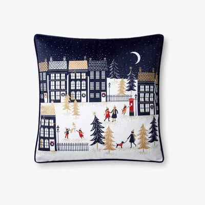John Lewis Sara Miller Winter Rooftops Cushion, Navy