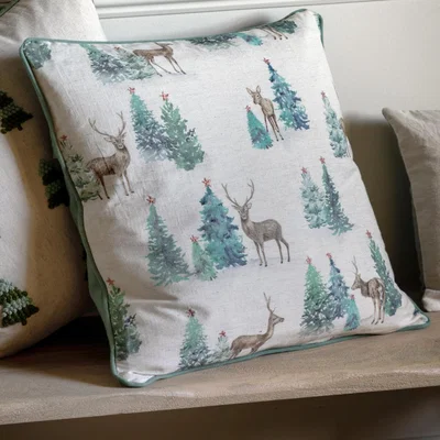 Knees Forest Stag and Deer Cushion