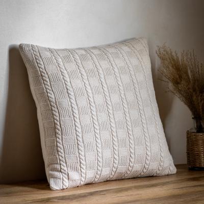 Knees Cotton Cable Cushion - Cream