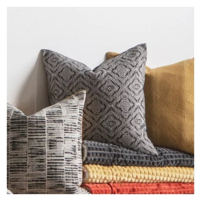 Knees Tapestry Geometric Monochrome Cushion - Grey