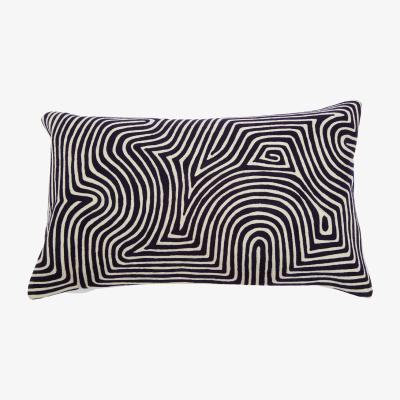 La Redoute Absract Line Design Navy and White Filled Cushion 50x30cm