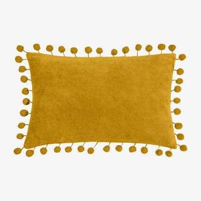 La Redoute Dora Cotton Velvet Pom-Pom Rectangular Filled Cushion 30x50cm