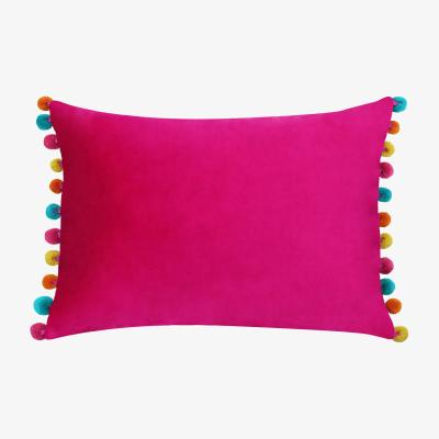 La Redoute Fiesta Pom-Pom Trim Velvet Filled Cushion 35x50cm