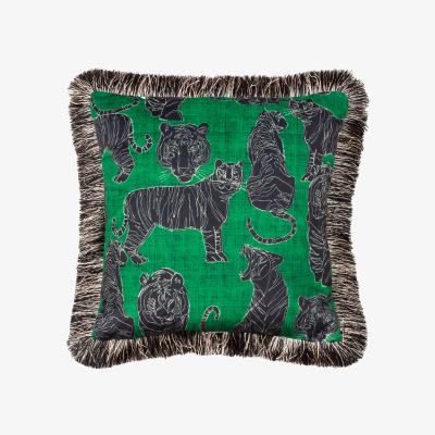 La Redoute Wildcat Velvet Fringed Cushion