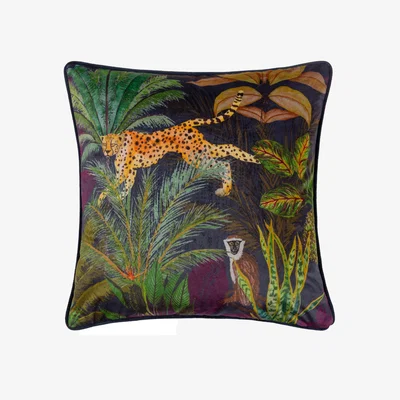 La Redoute Aranya Cheetah Piped Velvet Cushion