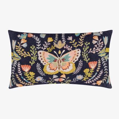 La Redoute Mirrored Butterfly Embroidered Cotton Cushion
