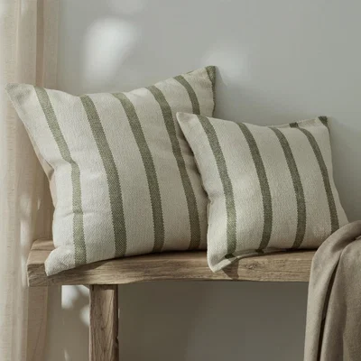 Layered Lounge Green & Cream Stripe Cushion