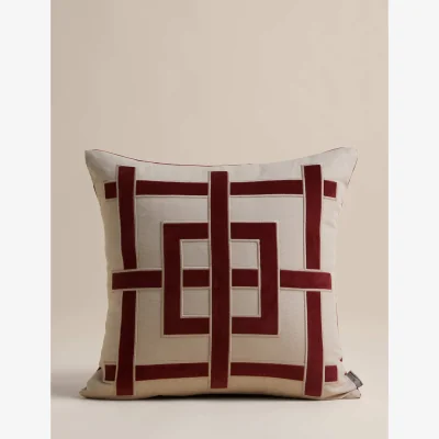 Marks & Spencer M&S X Kelly Hoppen Pure Cotton Geometric Appliqué Cushion Red Mix