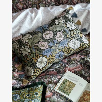 Marks & Spencer William Morris At Home Velvet Myrtle Tassled Bolster Cushion - Midnight, Midnight