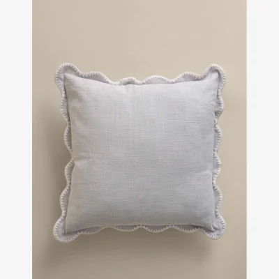 Marks & Spencer M&S Pure Cotton Large Embroidered Scallop Cushion Grey