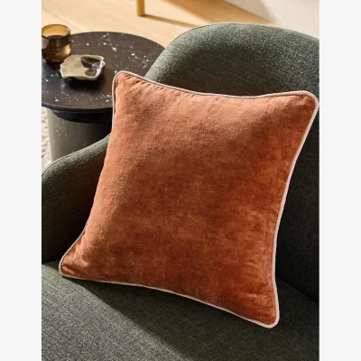 Marks & Spencer MADE Bailey Brushed Cotton Velvet Piped Cushion Natural Mix