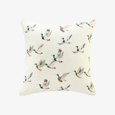 Marks & Spencer MM Linen Pure Cotton Mallard Duck Piped Cushion Multi