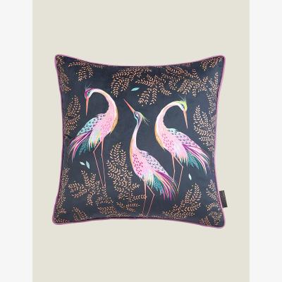 Marks & Spencer Sara Miller Velvet Dancing Cranes Piped Cushion - Midnight, Midnight