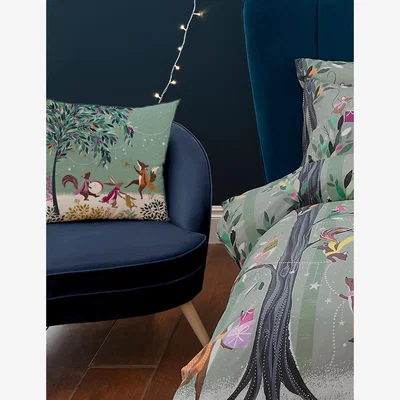Marks & Spencer Sara Miller Woodland Tales Cushion - Dusted Mint, Dusted Mint