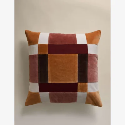 Marks & Spencer M&S Velvet Patchwork Cushion Rust Mix