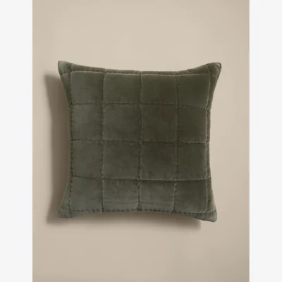 Marks & Spencer M&S Pure Cotton Velvet Quilted Cushion Khaki