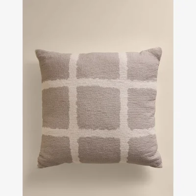 Marks & Spencer M&S Pure Cotton Shibori Check Cushion Neutral