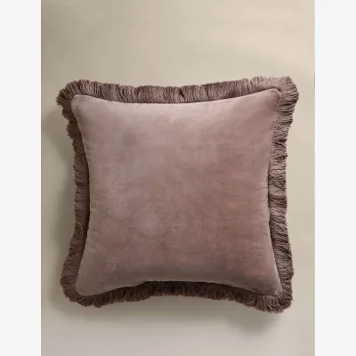 Marks & Spencer M&S Pure Cotton Velvet Fringed Cushion Putty