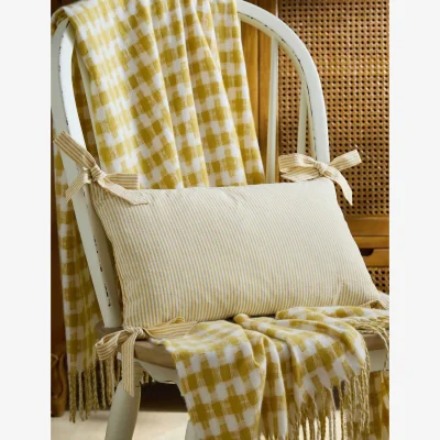 Marks & Spencer Laura Ashley Cotton Rich Striped Bolster Cushion Yellow Mix