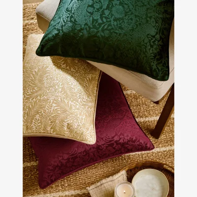 Marks & Spencer William Morris At Home Velvet Strawberry Thief Cushion Green