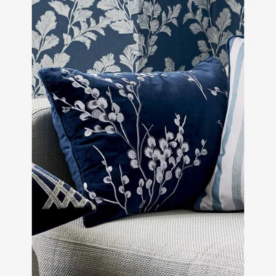 Marks & Spencer Laura Ashley Pussy Willow Velvet Embroidered Cushion Navy Mix