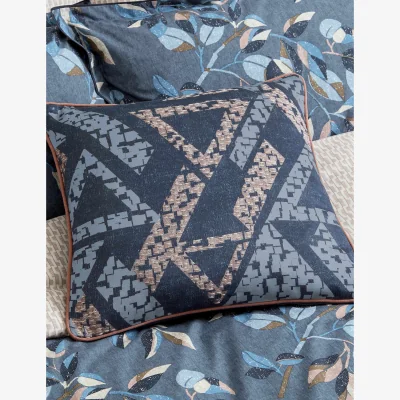 Marks & Spencer Bedeck of Belfast Pure Cotton Textured Geometric Cushion Navy Mix