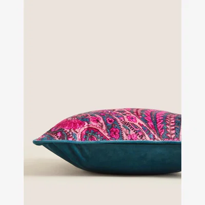 Marks & Spencer M&S  Velvet Paisley Piped Cushion - Pink Mix, Pink Mix