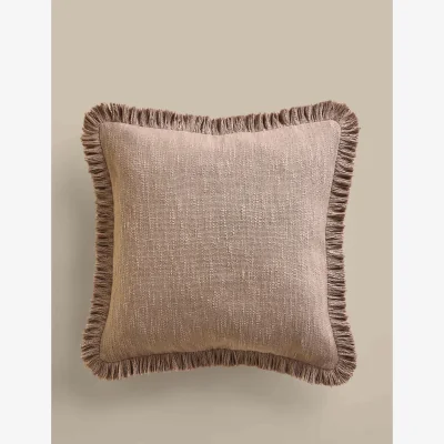 Marks & Spencer M&S Pure Cotton Textured Fringe Cushion Putty