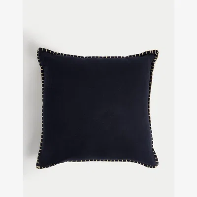 Marks & Spencer M&S Collection Pure Cotton Blanket Stitched Cushion - Dark Navy, Mocha,Ecru,Dark Navy