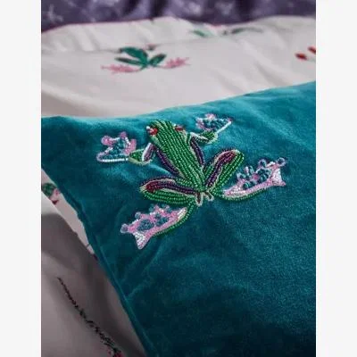 Marks & Spencer Joules Velvet Midnight Beasts Embellished Cushion - Teal, Teal